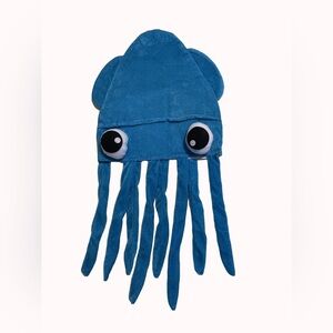 👍 Free with purchase or 2/$15 Squid hat plush blue with black and white eyes